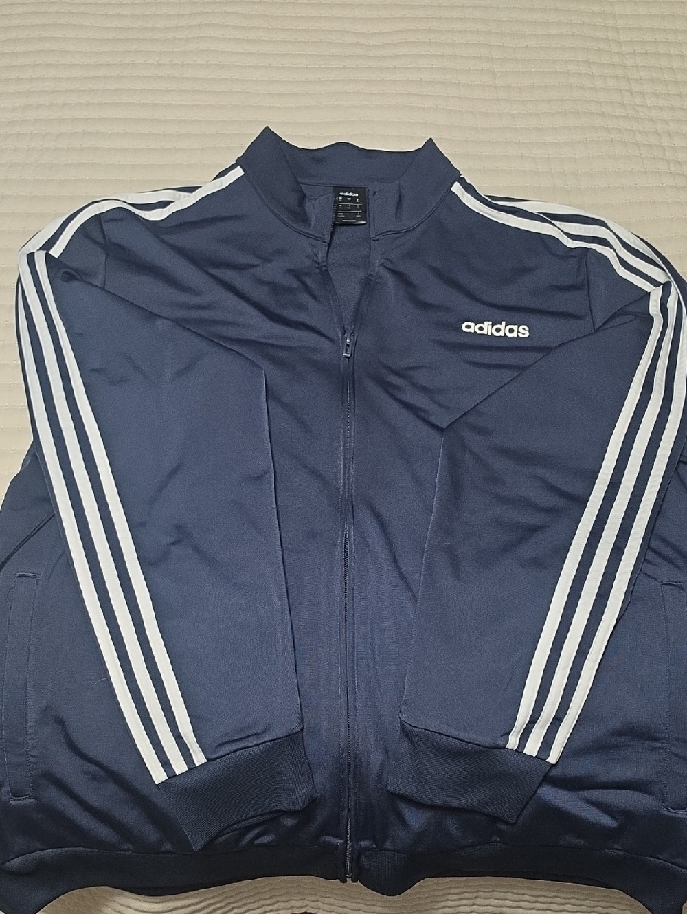 adidas Navy Track Jacket with White Three-Stripes